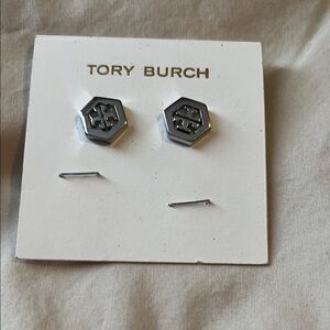 Tory Burch Metallic Hexagon Stud Earrings